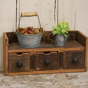 Three Drawer Cupboard Distressed & Aged Finish - The Fox Decor